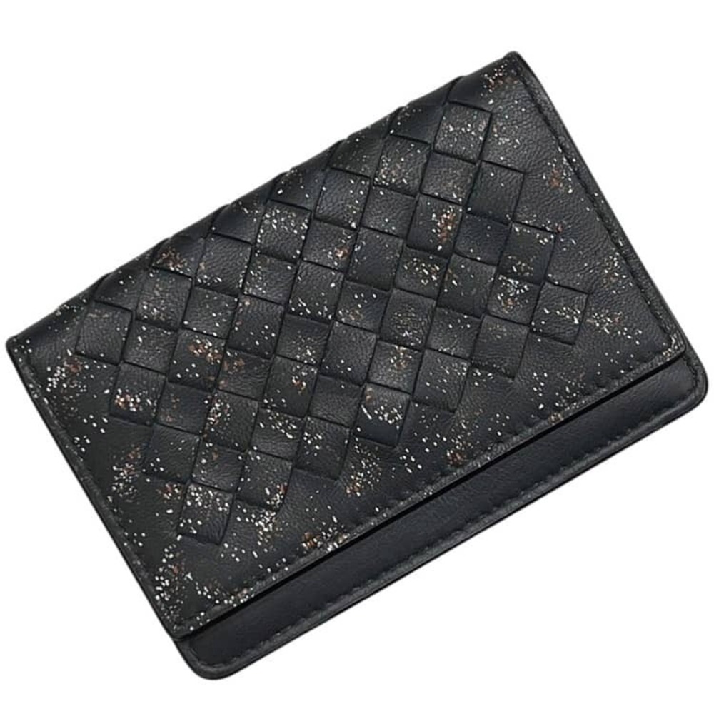 Bottega Veneta Card Case Wallet Intrecciato Weave Business Holder Leather Black